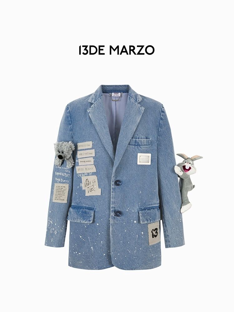 13DE MARZO &amp;LOONEY TUNES BUGS BUNNY SPLASH DENIM SUIT WASHED  BLUE