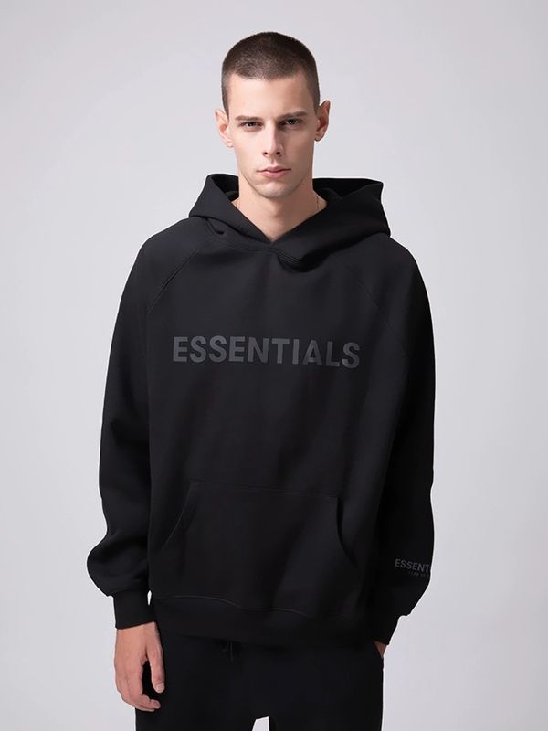 ESSENTIALS BLACK HOODIE 405