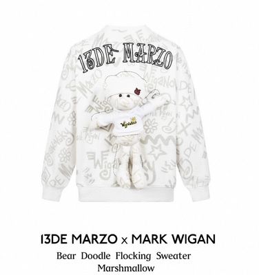 13DE MARZO&amp;MARK WIGAN BEAR DOODLE FLOCKING SWEATER
