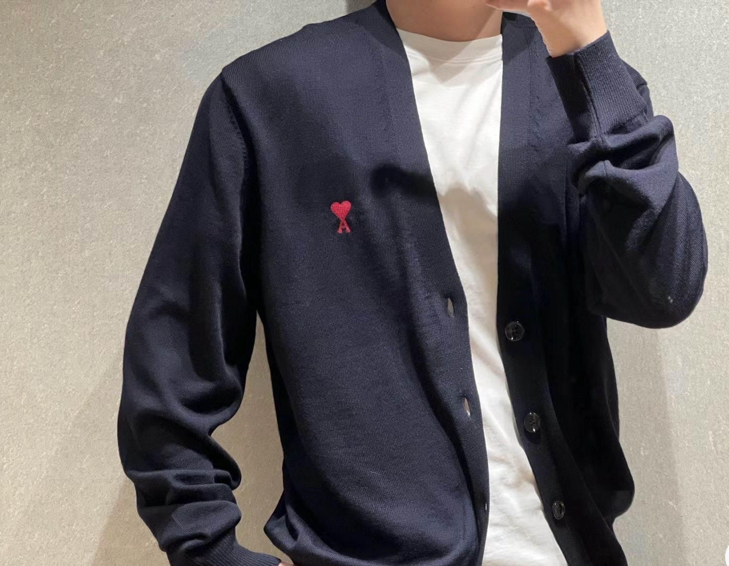 AMI CARDIGAN NAVY BLUE