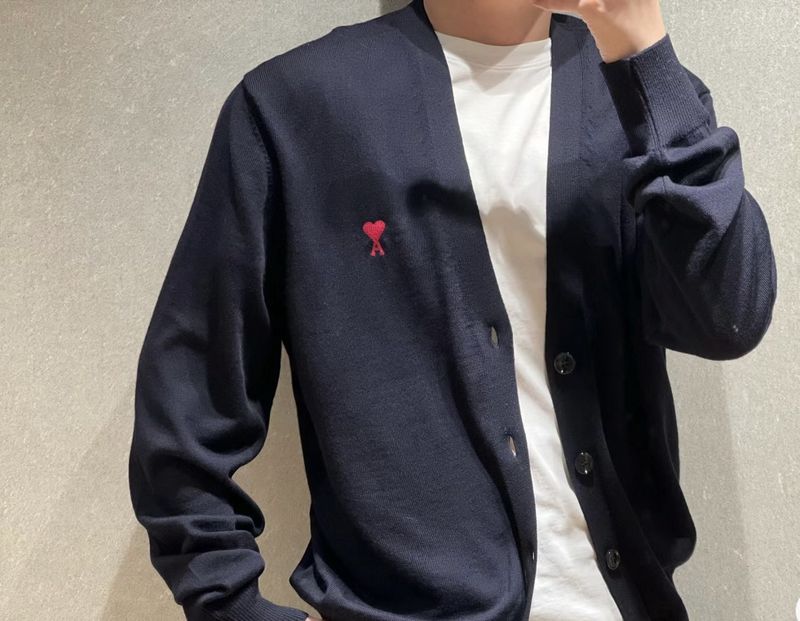 AMI CARDIGAN NAVY BLUE