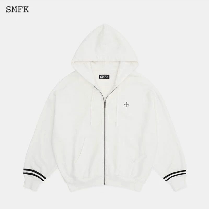 SMFK WHITE ZIP COAT