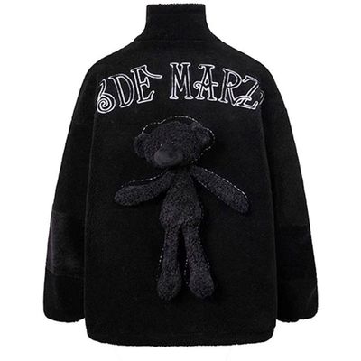SALE/13DE MARZO BLACK  FLEECE COAT