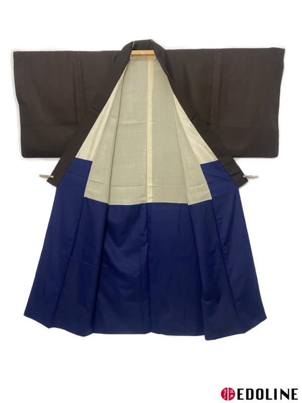 Brauner "Tsumugi Awase" Herren Kimono