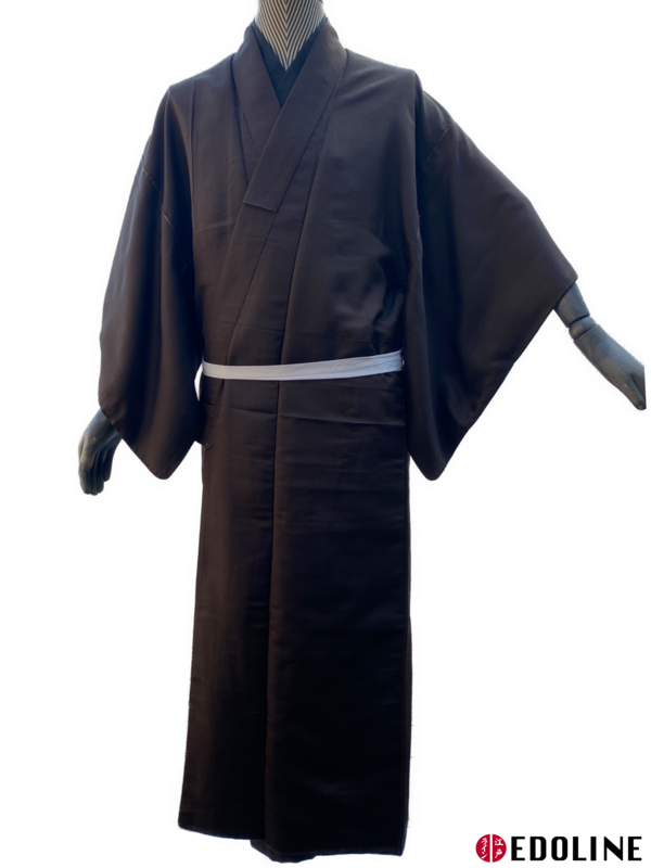 Brauner "Tsumugi Awase" Herren Kimono