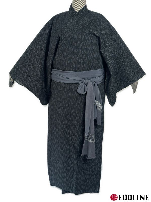 Extra Großer Herren Yukata, Schwarz 4L-5L