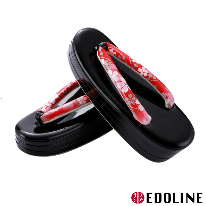 Schwarz-Rote Formelle Zori, Kimono Schuhe (24cm)