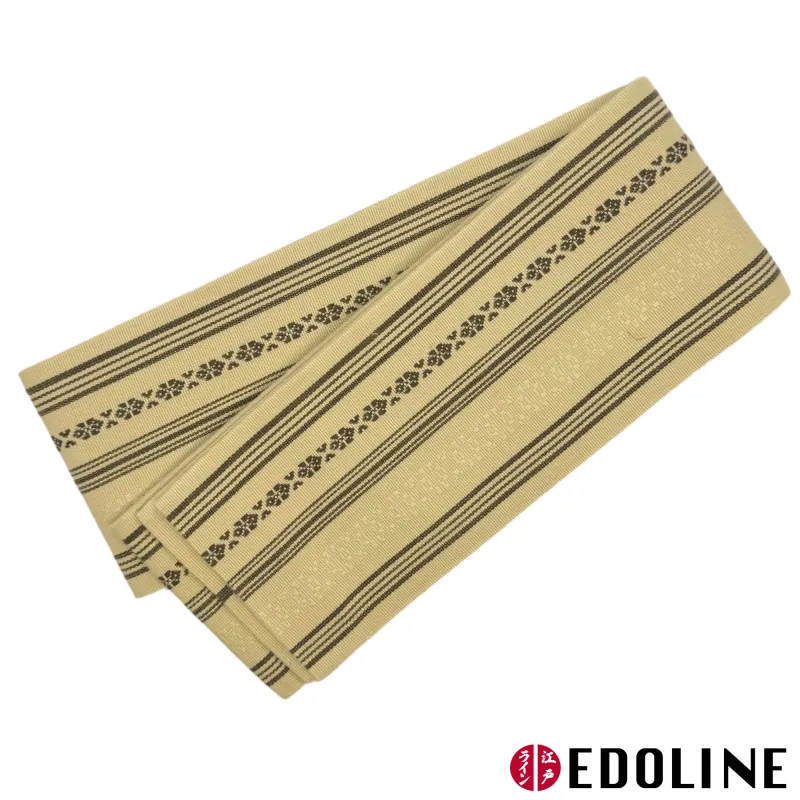 Beige-Schwarzer Kaku Obi Männerobi für Kimono
