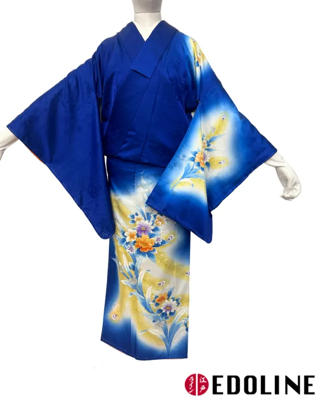 Azur-Blauer Houmongi-Kimono