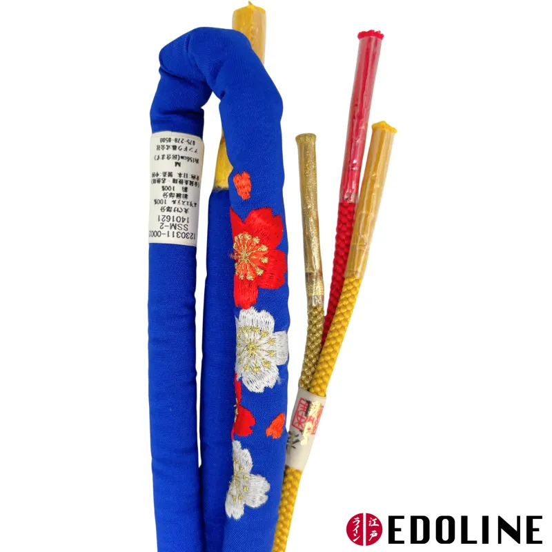 Blauer Marukuge Obijime mit Sakura-Muster