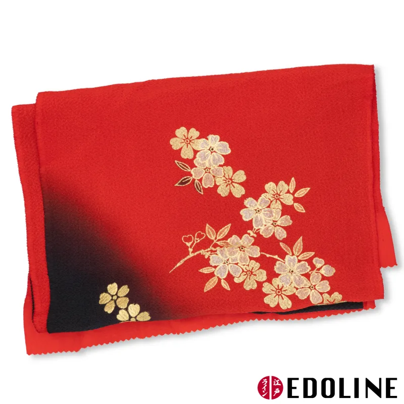 Rot-Schwarzes Obiage mit goldenen Sakura