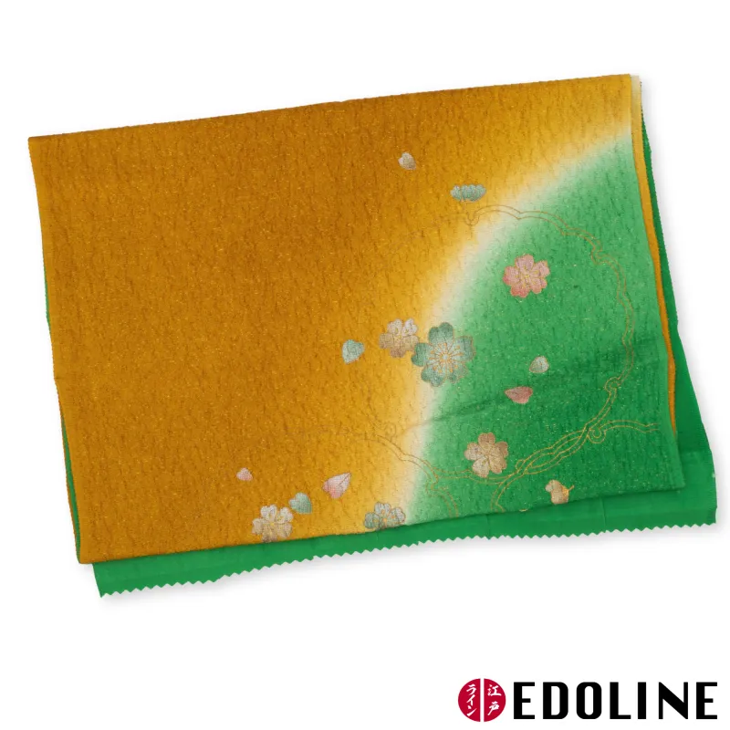 Grün-Gelbes Obiage mit Glitzer Sakura