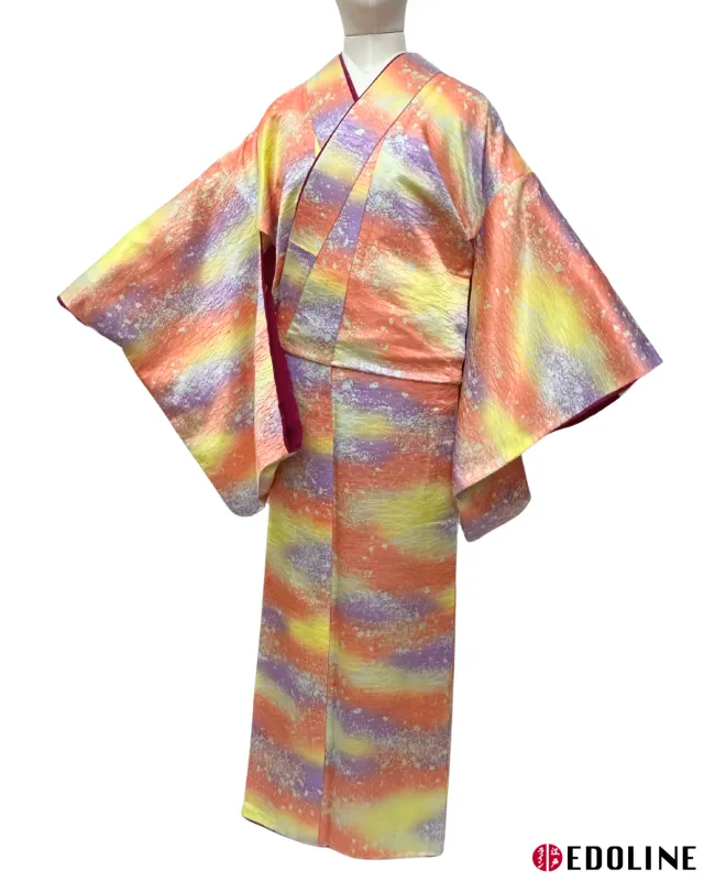 Regenbogenfarbener Vintage Komon Kimono