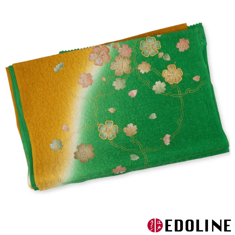 Grün-Gelbes Obiage mit Glitzer Sakura