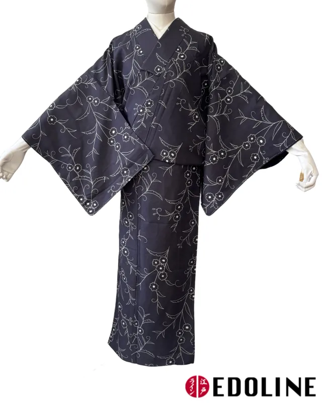 Blau-Violetter Polyester Komon-Kimono