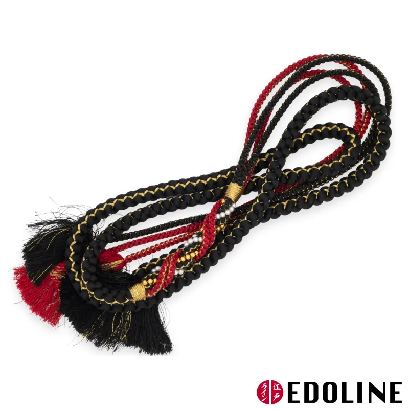 Schwarz-Roter Furisode Marugumi Obijime