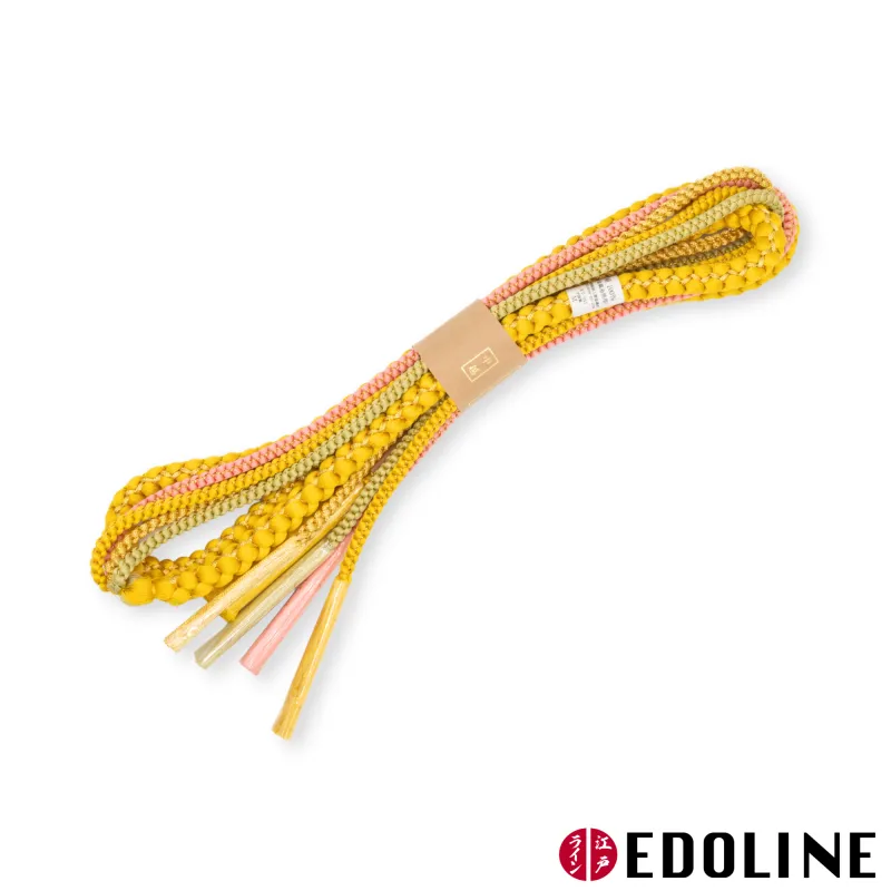 Gelbes Furisode Obijime mit bunten Enden