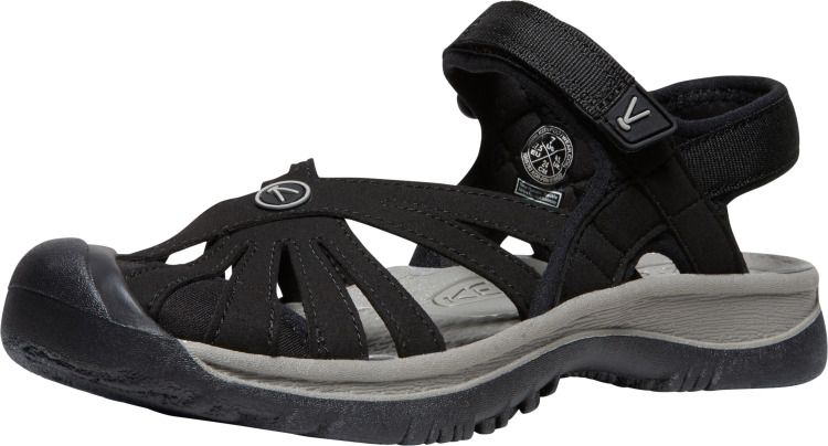 Rose Sandal, Color: Black/Neutral Grey, Size: 6