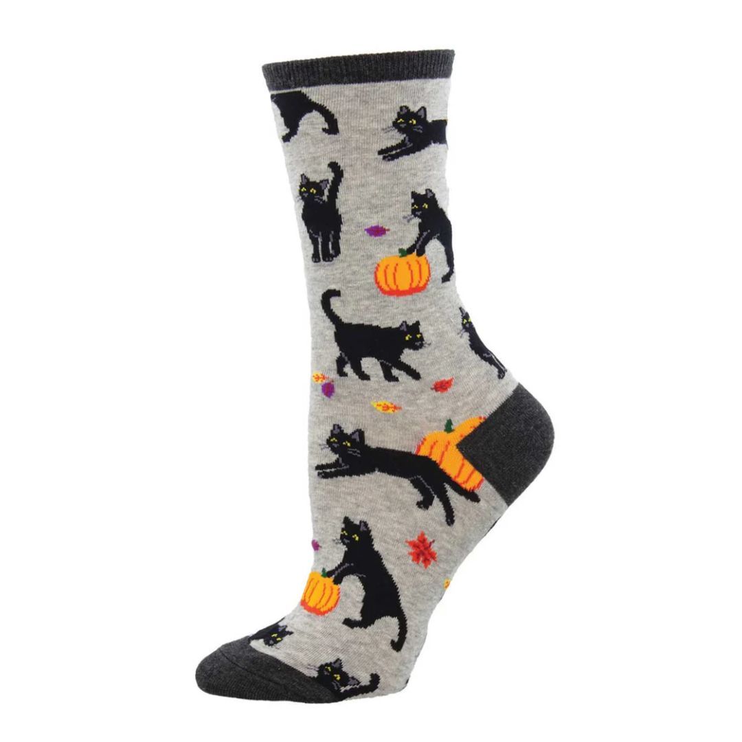 Black Cat Halloween, Color: Light Grey Heather