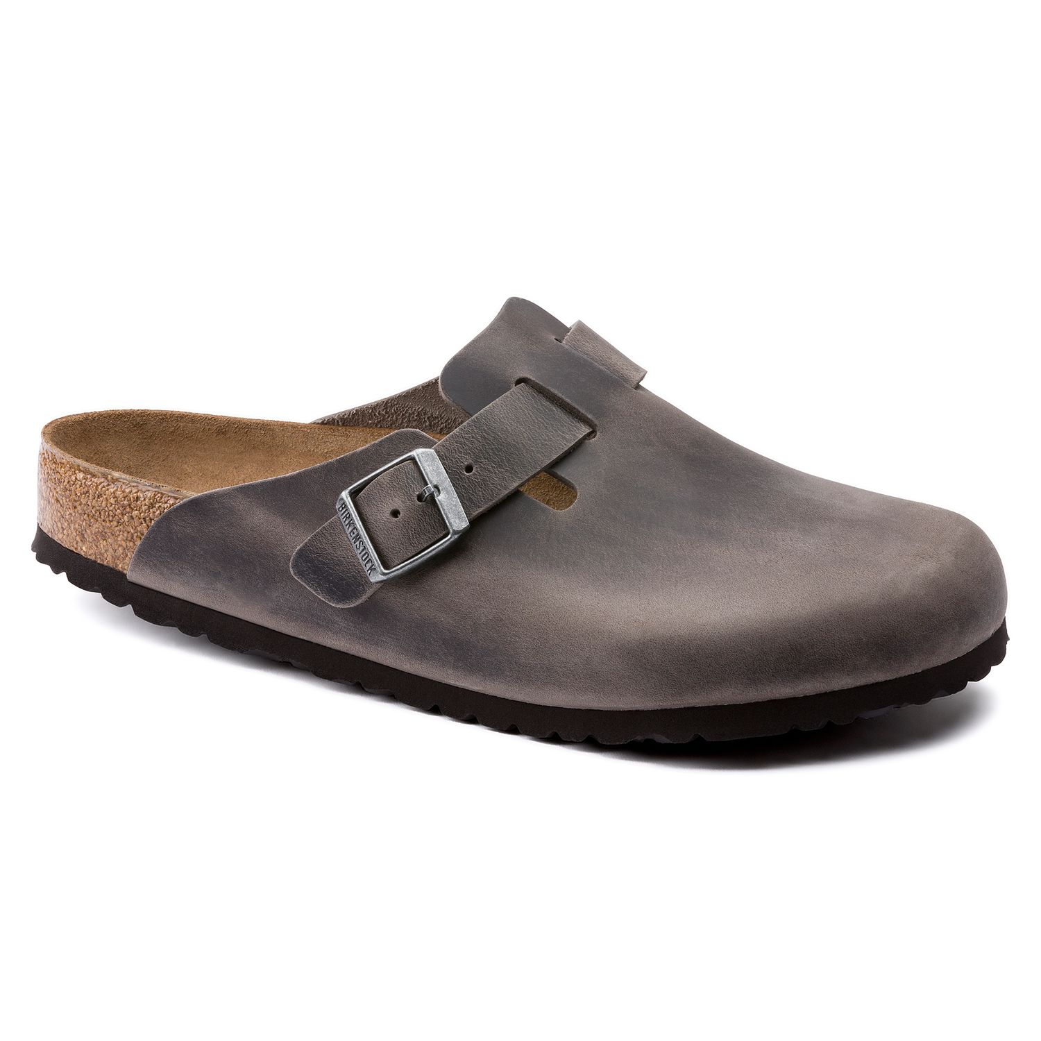 Boston Soft Footbed Oiled Leather, Color: Iron, Size: 38N
