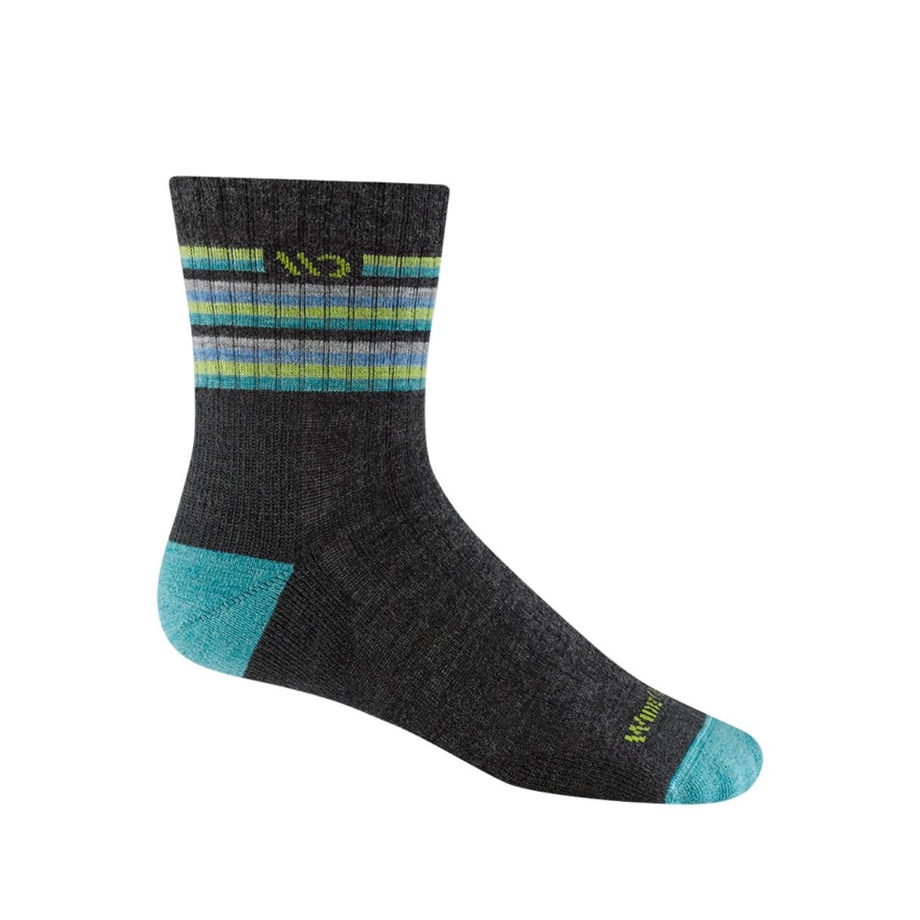 Multi Stripe Cushioned Micro Crew, Size: Medium, Color: Charcoal