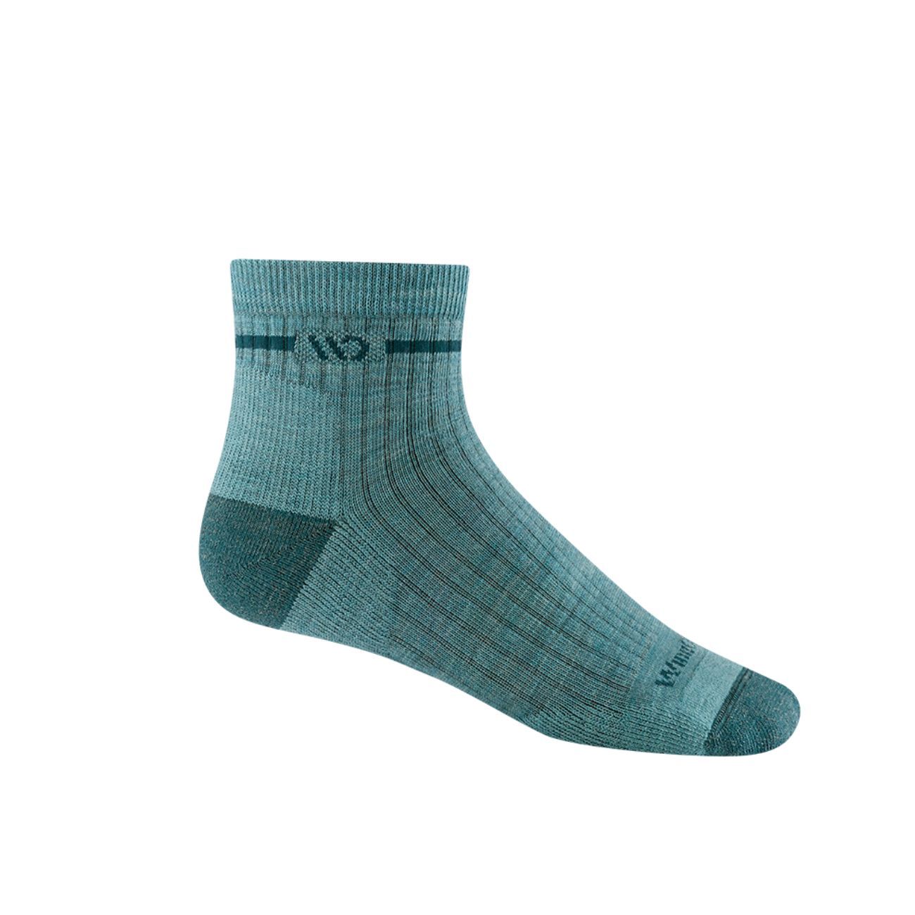 W Single Stripe Cushioned Quarter Crew, Color: Light Teal, Size: Medium
