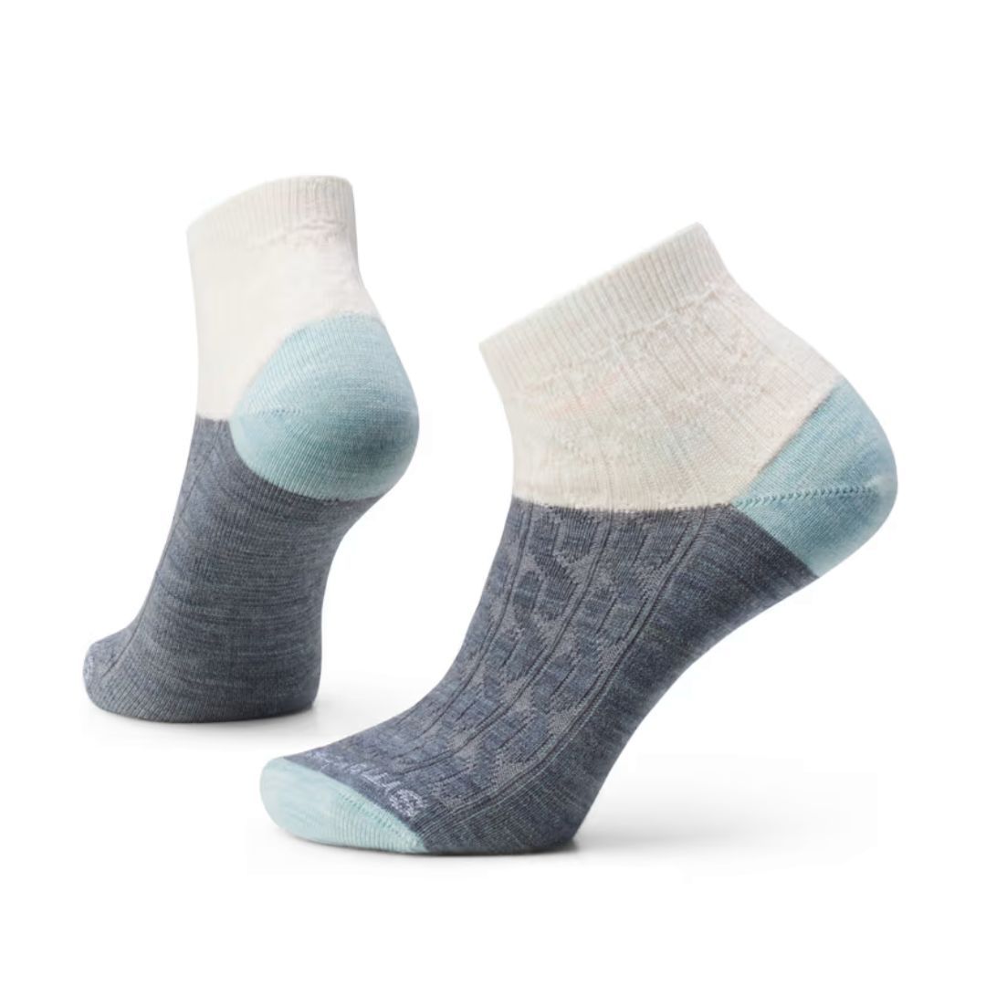 W Everyday Cable Ankle Sock, Color: Frosty Green, Size: Medium