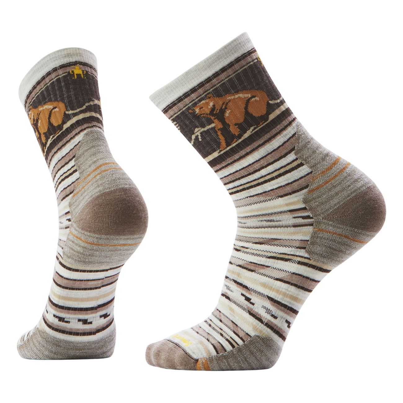 Hike Targeted Cushion Bear Stripe Mid Crew, Color: Ash, Size: Large