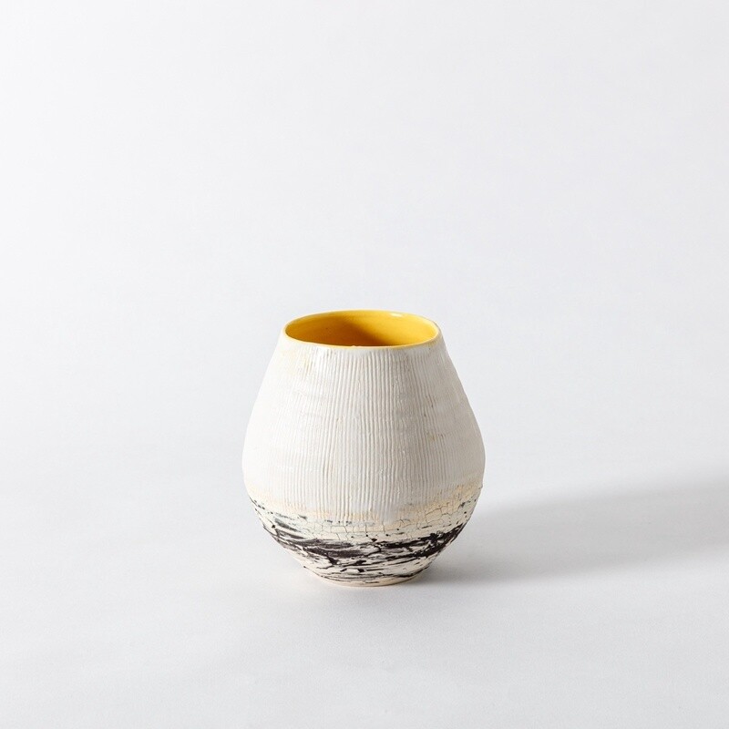 Porcelain Egg Vase with Yellow Glaze