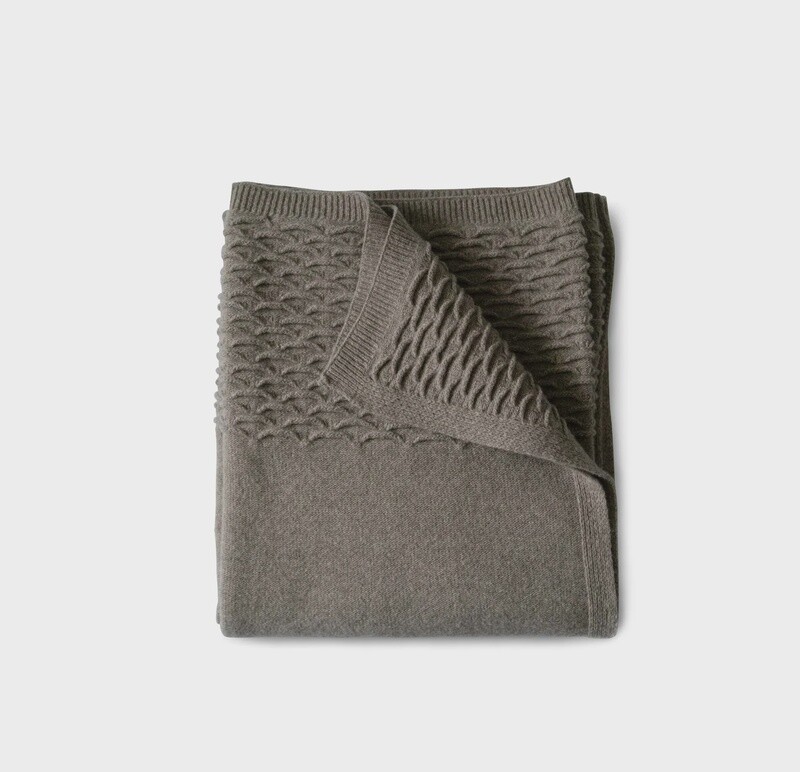 Knit Scalloped Throw-Coffee