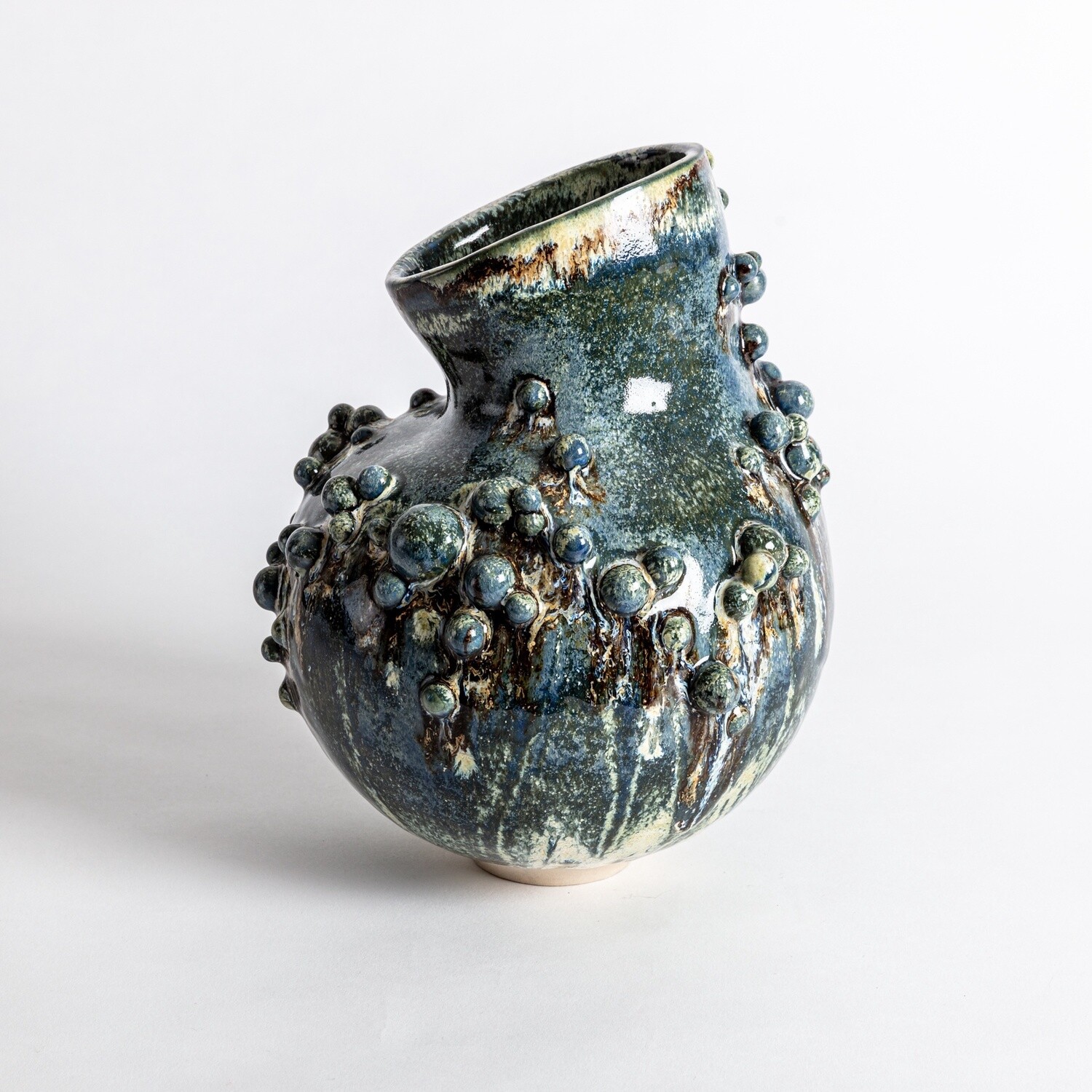Large Ocean Blue Bubble Vase