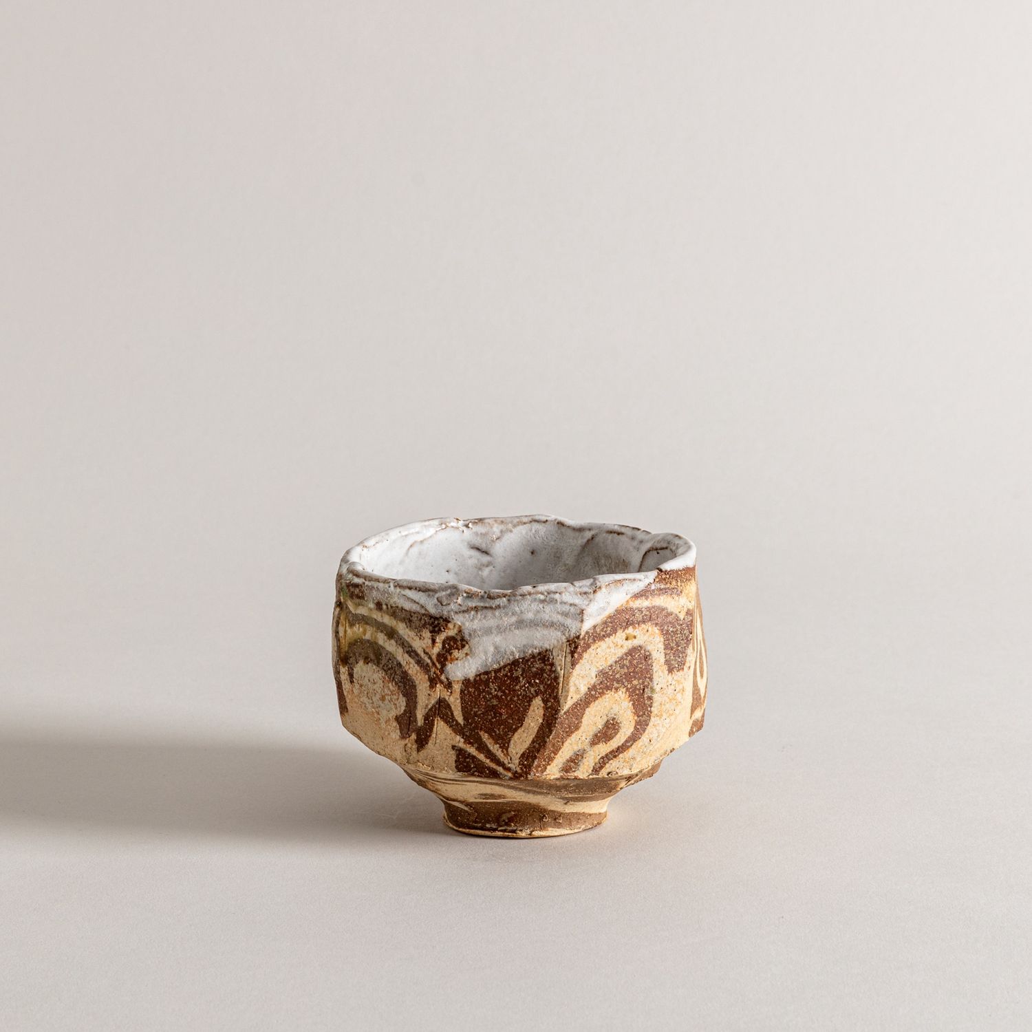 Nerikomi Chawan with White Glaze