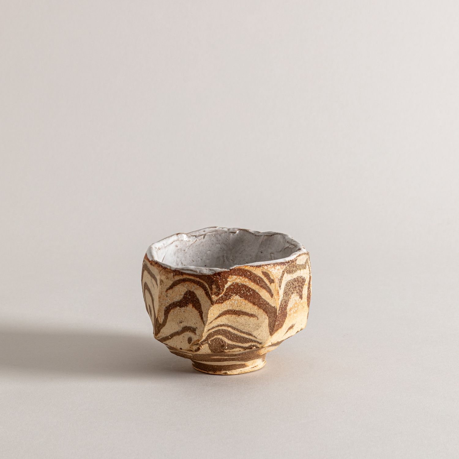 Nerikomi Chawan with White Glaze