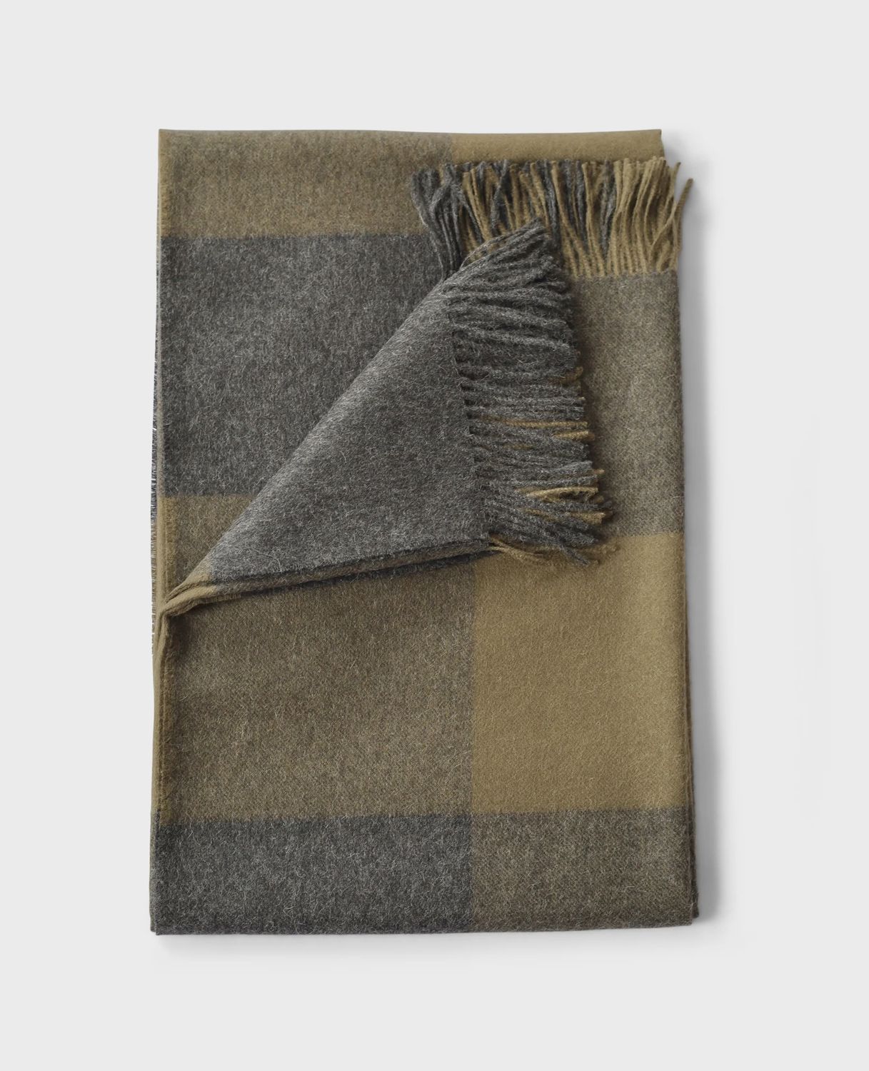 Plaid Alpaca Throw, Colour: Olive