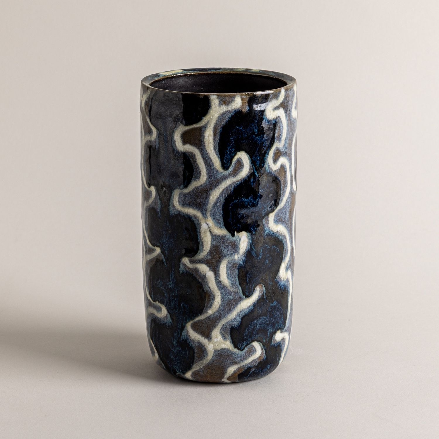 White/Grey/Blue Squiggle Vase n. 1