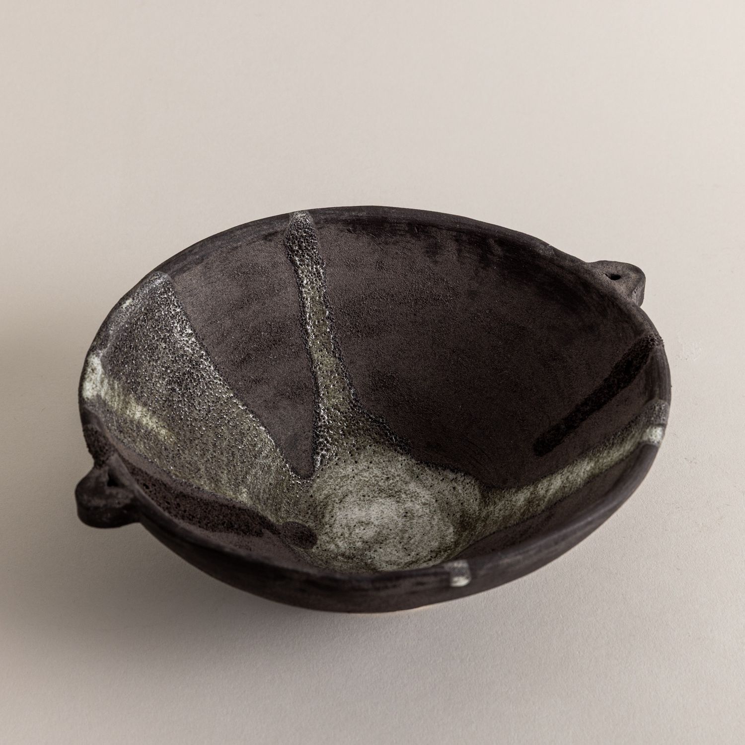 Round Black Vessel with Handles