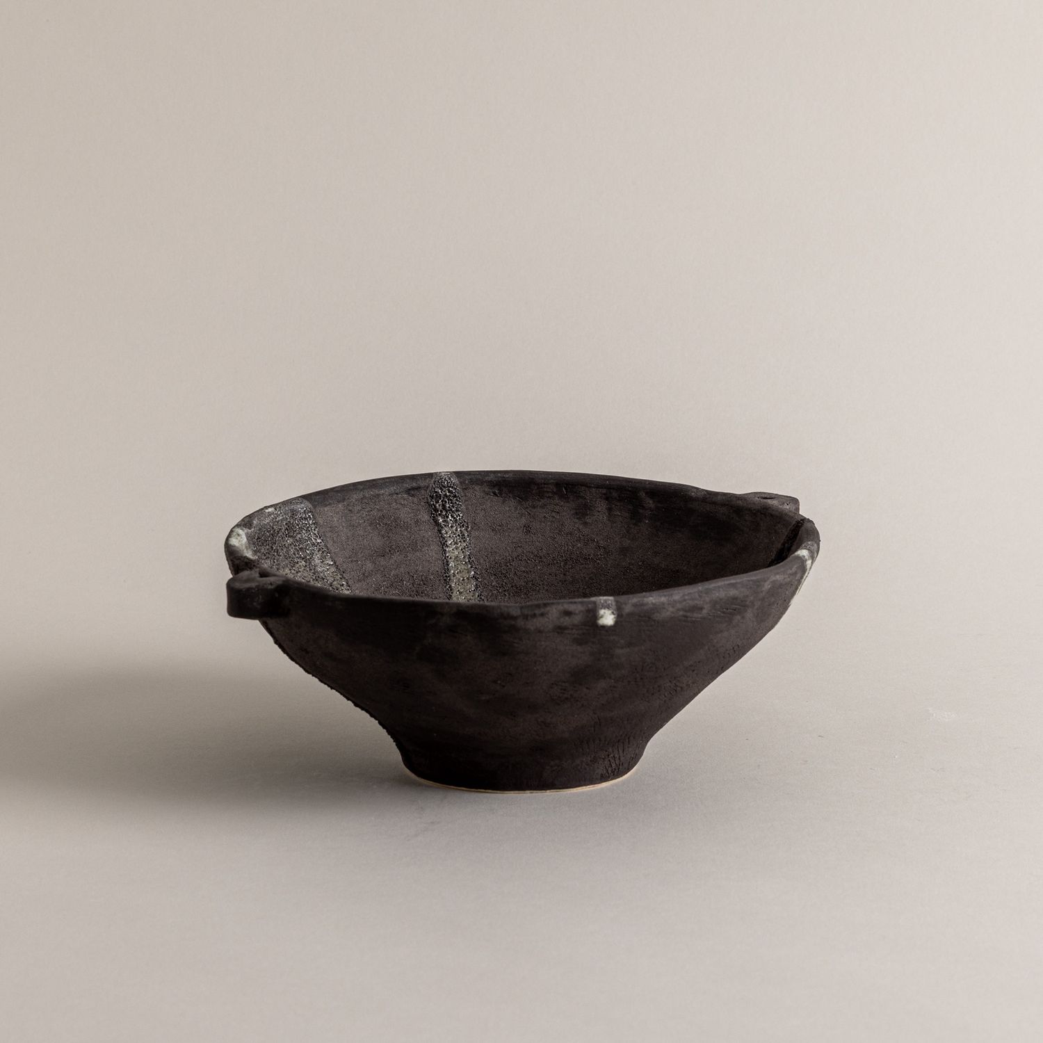 Round Black Vessel with Handles