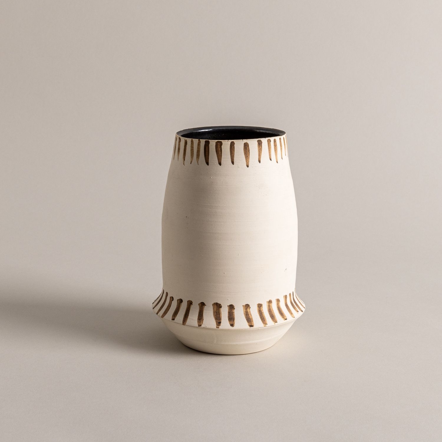 Brown Top and Bottom Stripe Vessel