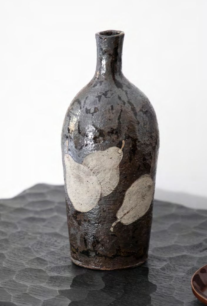 Black Bottle with Pears