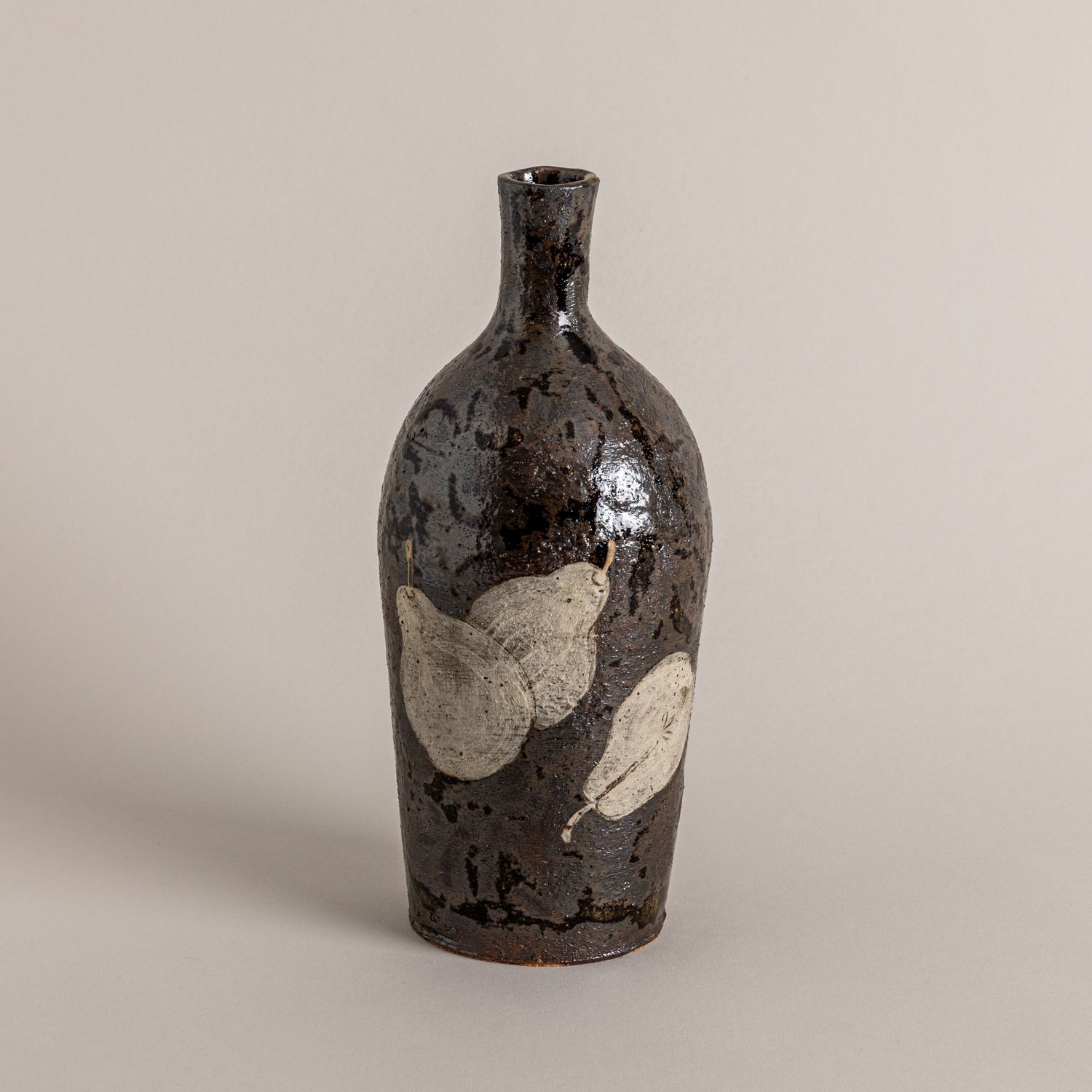 Black Bottle with Pears