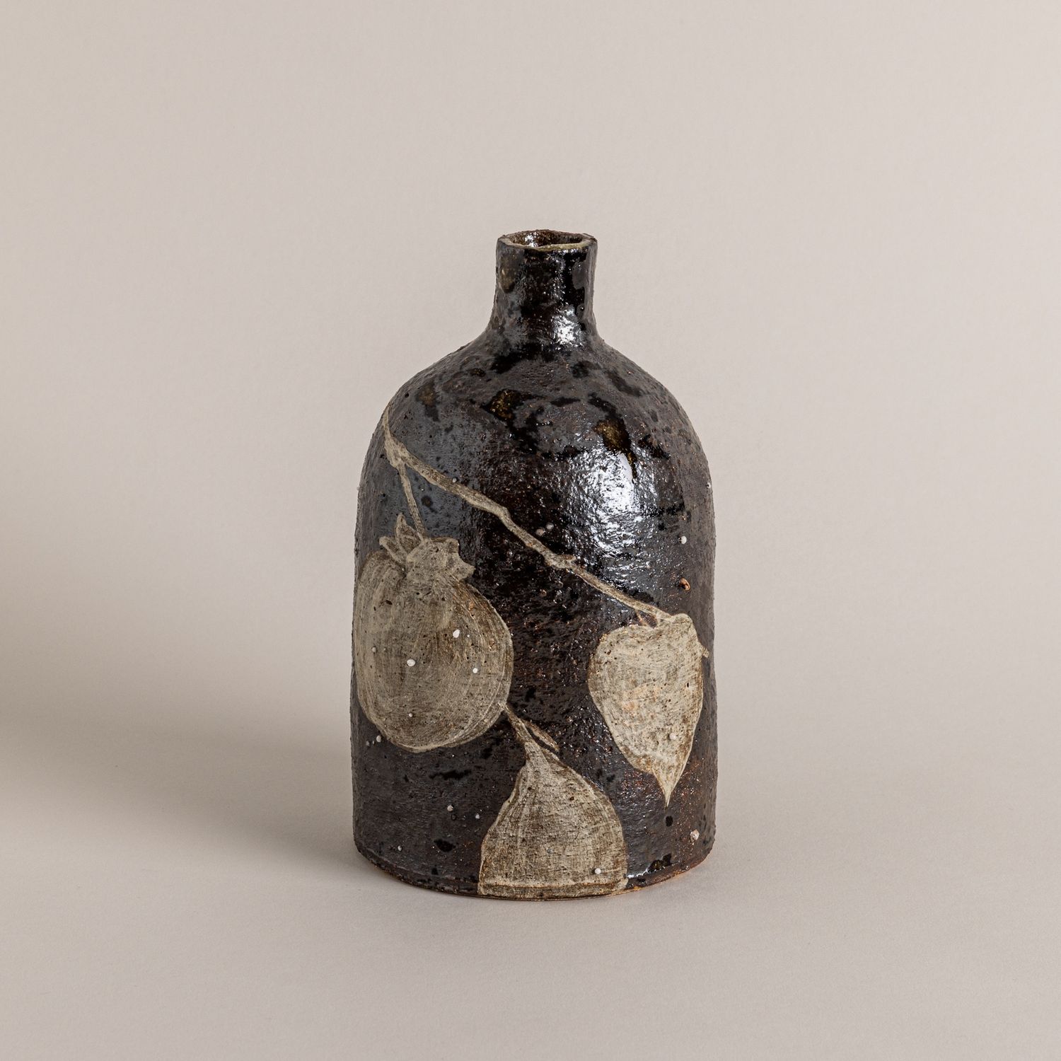 Black Vessel with Persimmon