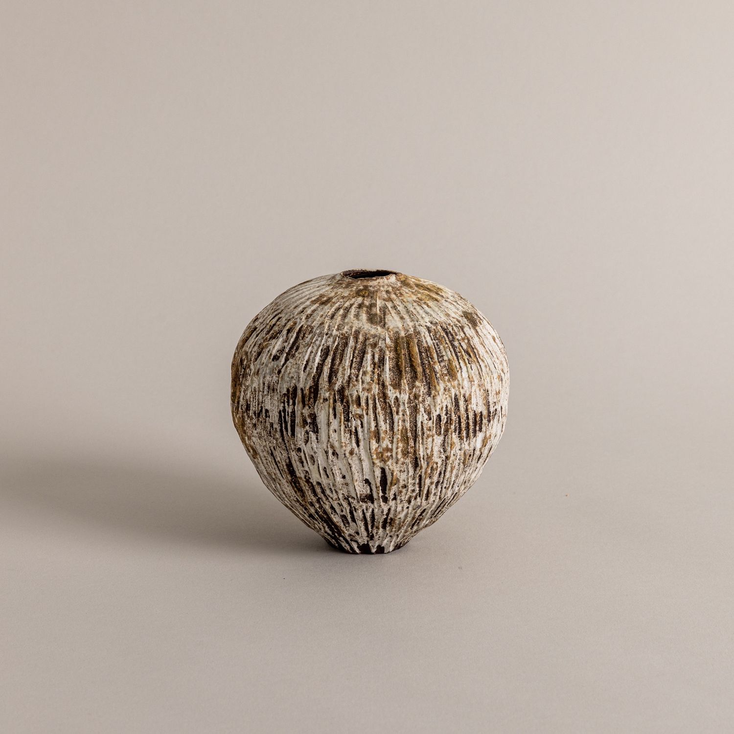 Brown and White Textured Mini Moon Vase