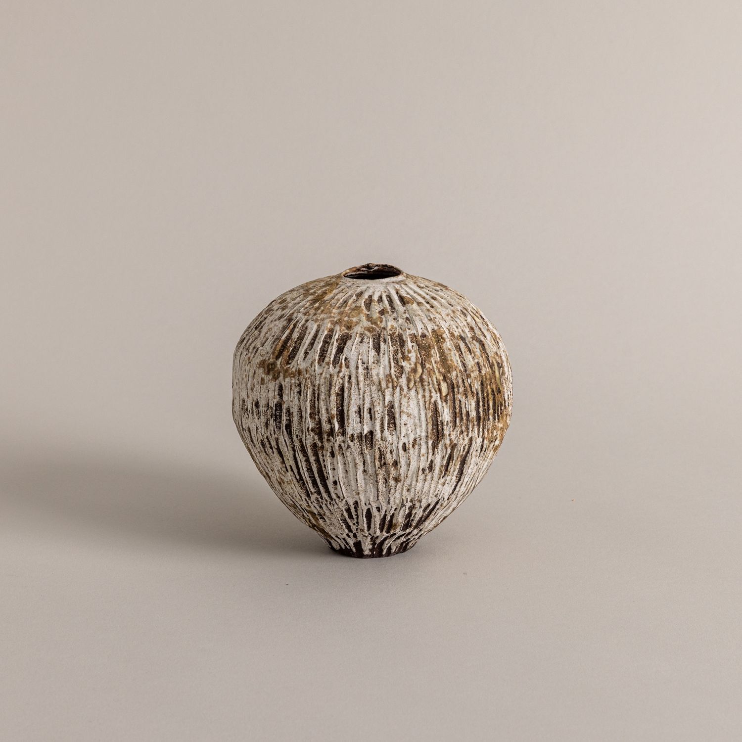 Brown and White Textured Mini Moon Vase