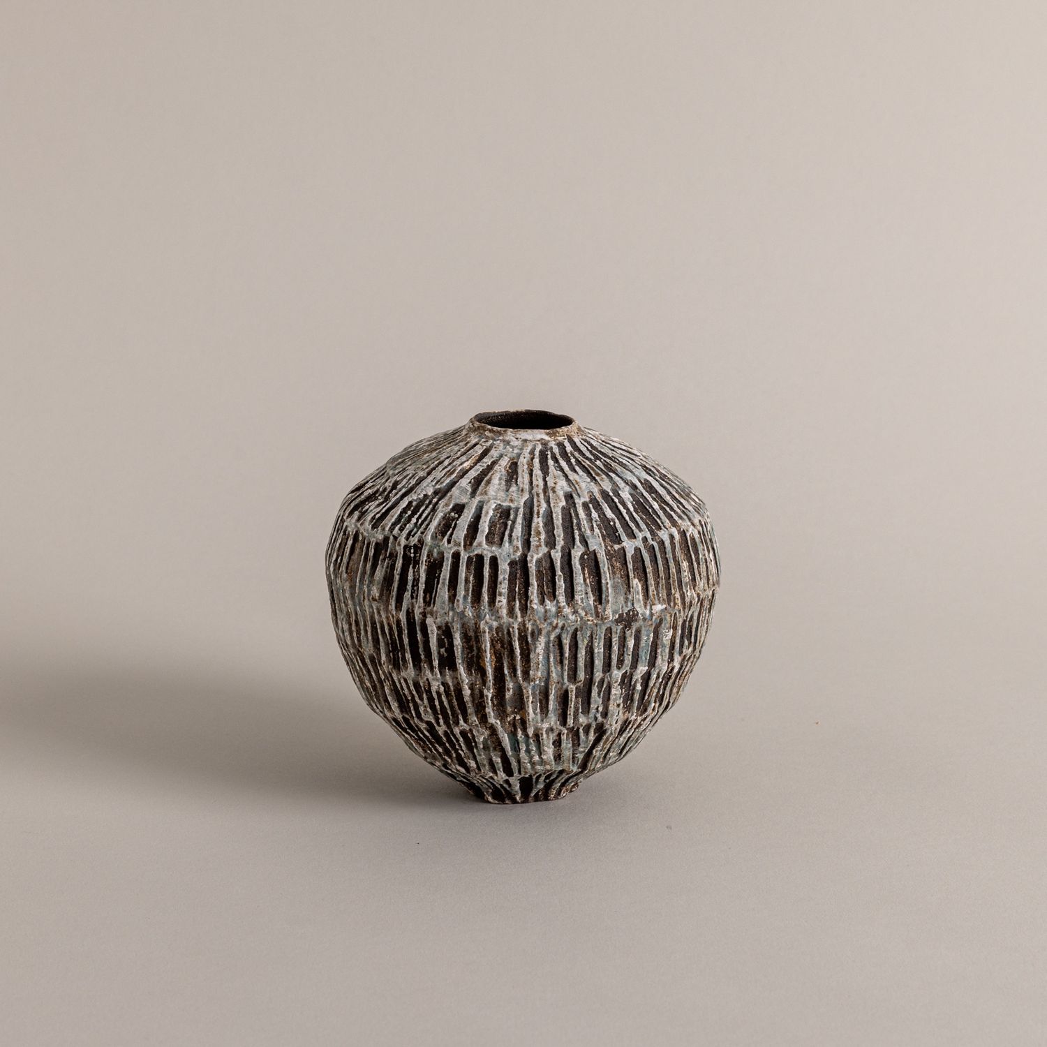 Black, White, and Blue Textured Small Moonvase