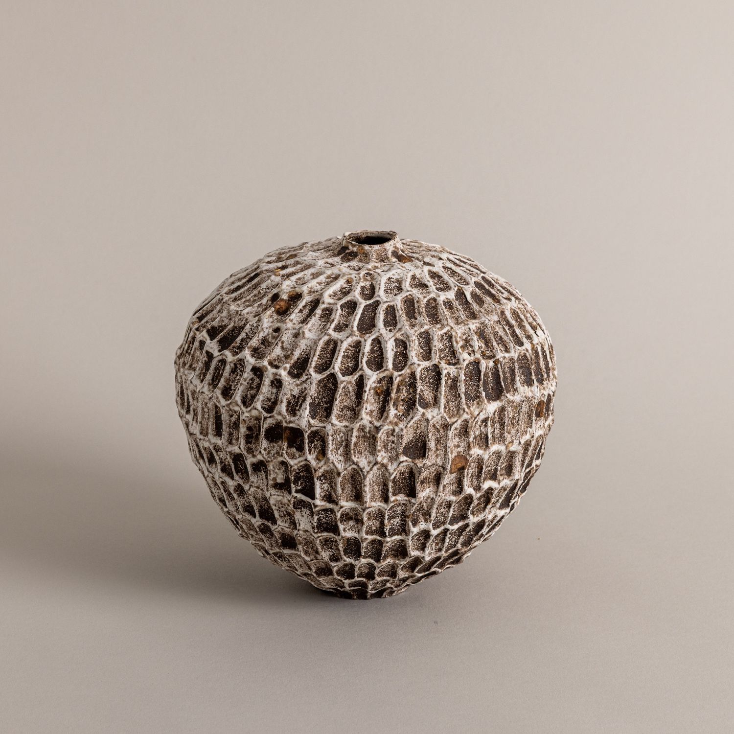 Black, White, and Rust Textured Medium Moonvase