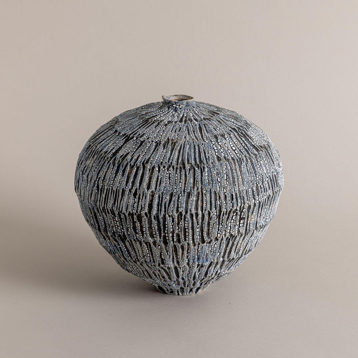 Blue and White Textured Medium Moonvase