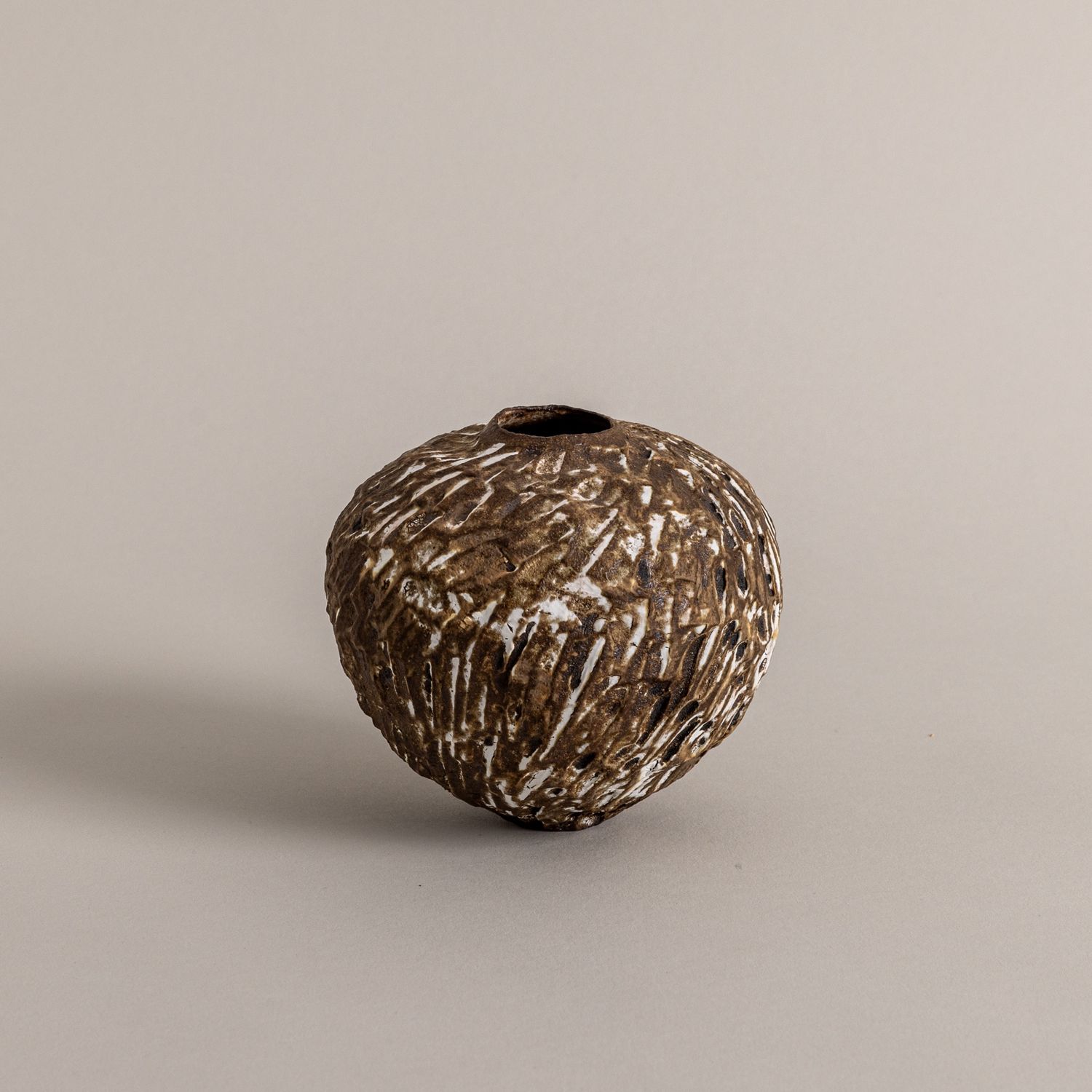Black, Sand, and Rust Textured Small Vase