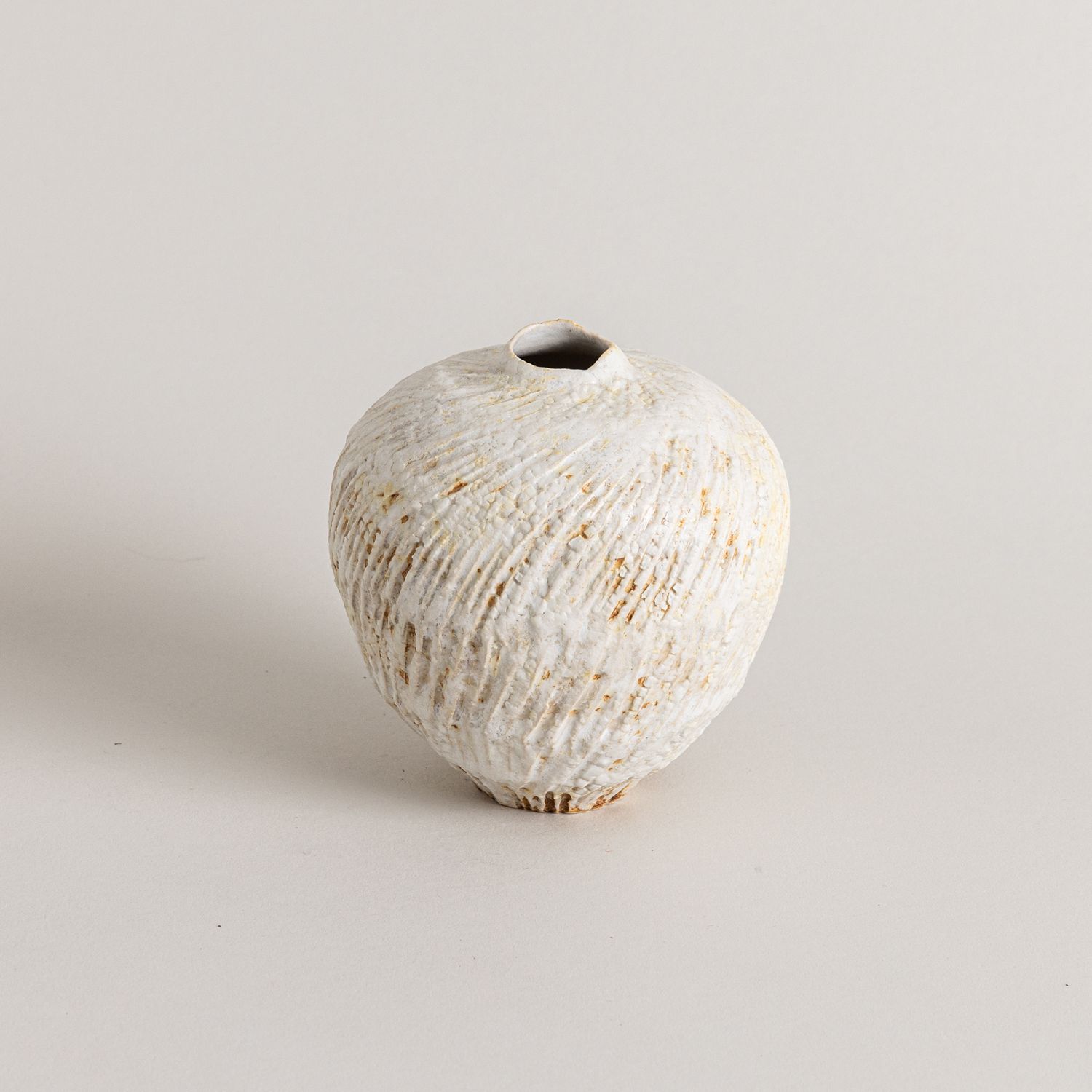 White and Rust Textured Mini Moon Vase