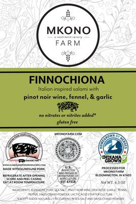 Finocchiona Salami — Fennel-Infused Kunekune Pork Finocchiona salami, fennel-infused Kunekune pork - Mkono Farm
