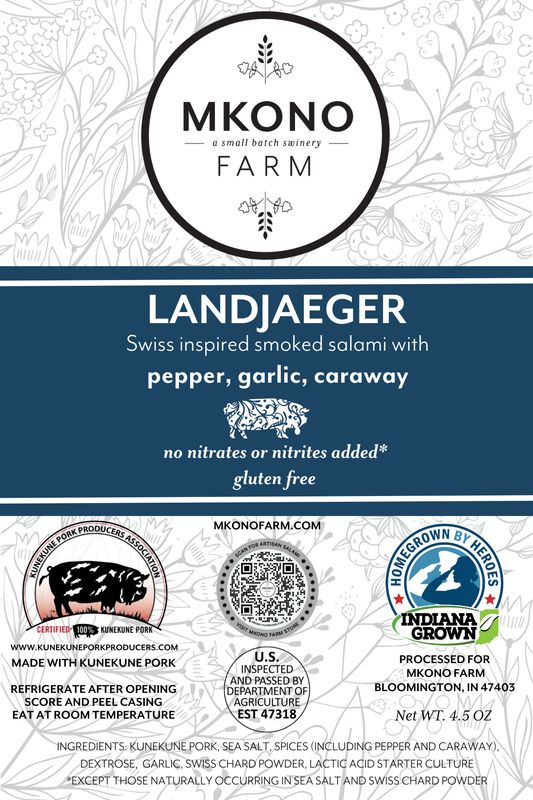 Landjäger Salami — Alpine-Style Kunekune Pork Landjäger salami, Alpine-style Kunekune pork - Mkono Farm